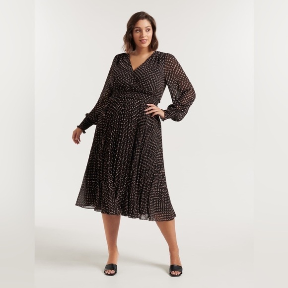 Ever New Women’s Leighton Curve Pleated Midi Dress Size  16 Chocolate Brown NWT - Picture 11 of 13